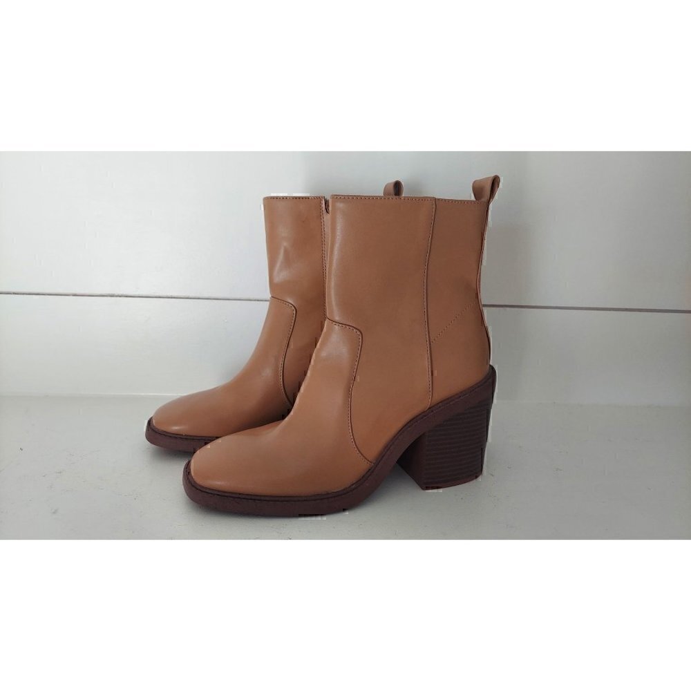 KENSIE Klinton Block Heel Ankle Boots Tan/NWOB, Size 7.5M